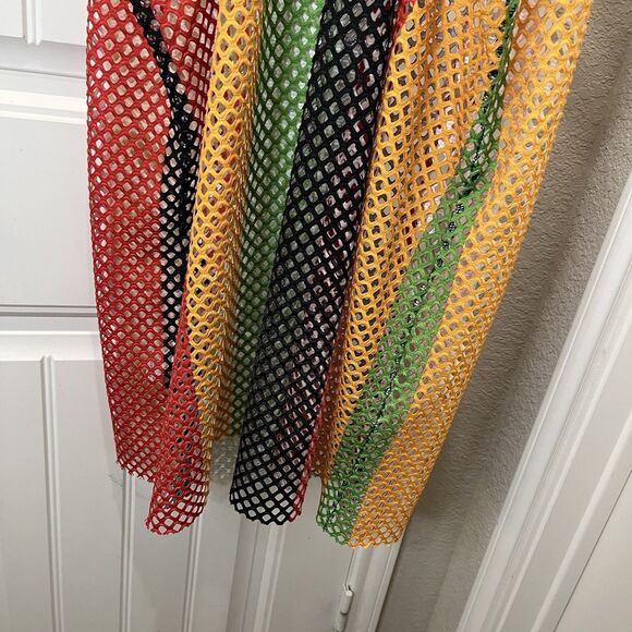 Forever 21+ Rasta String Mesh Fishnet Jamaica Shirt Swim Cover Dress Size 3XL - Picture 9 of 10